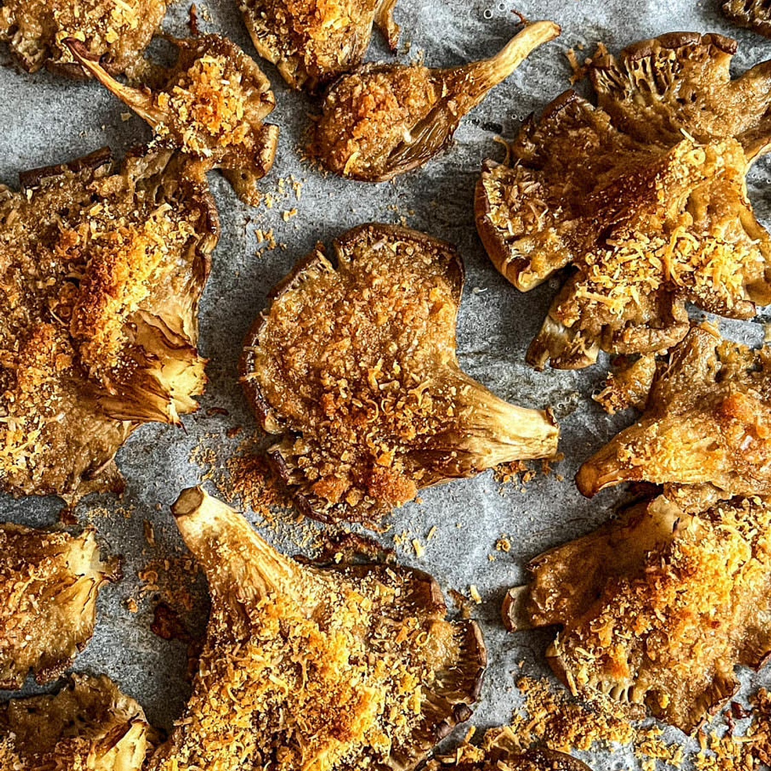 Parmesan Butter Oyster Mushrooms (baked)
