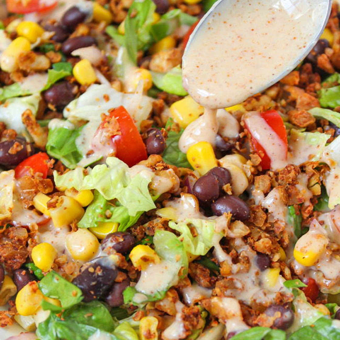 Vegan Taco Salad with Creamy Southwestern Dressing