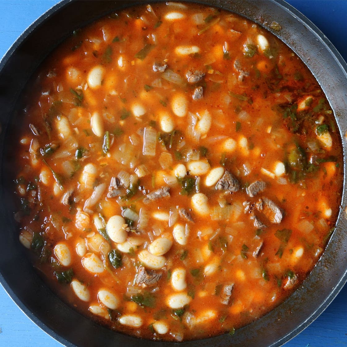Lebanese White Bean Stew with Meat (Fasolia bi lahme)
