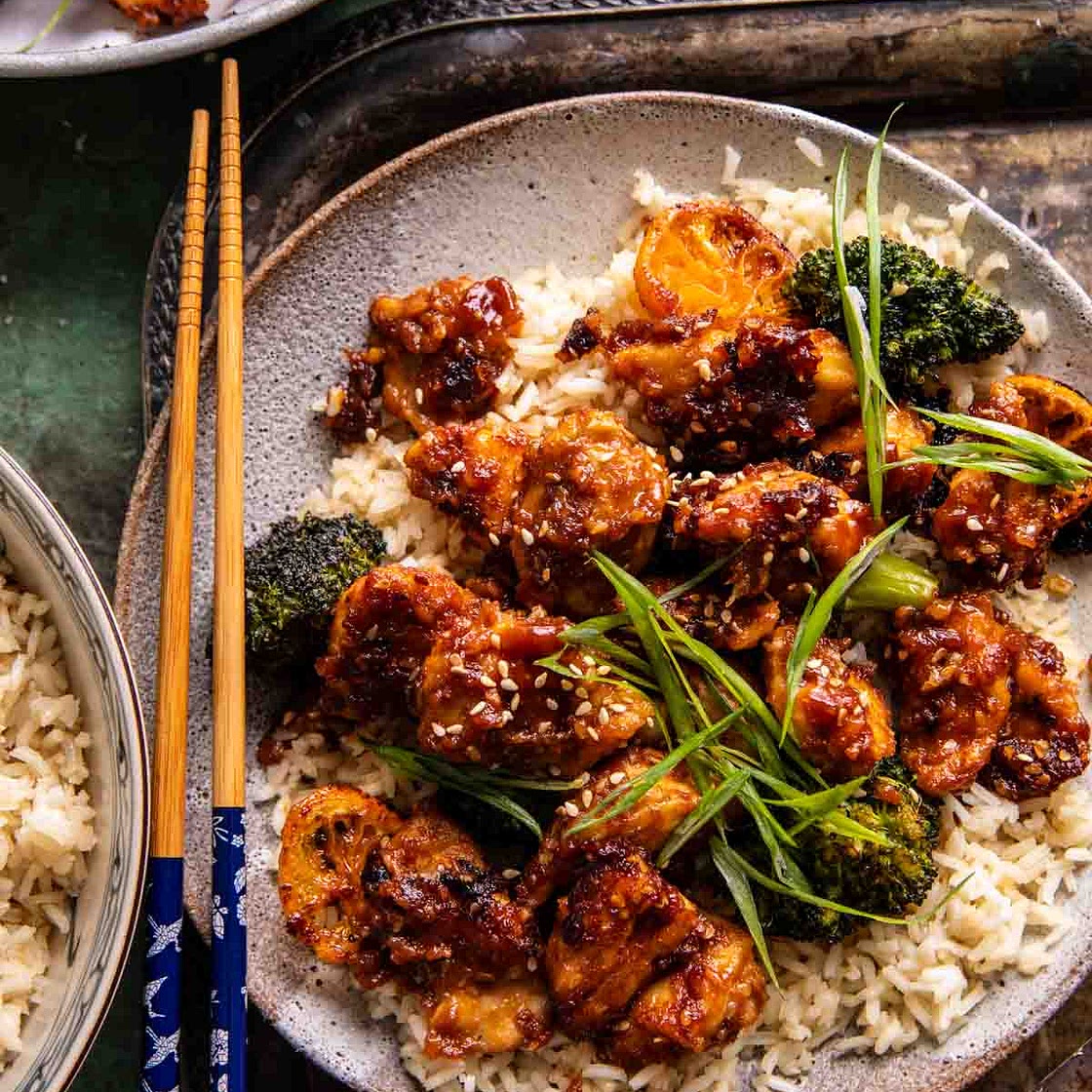 Sheet Pan Chili Orange Chicken and Broccoli