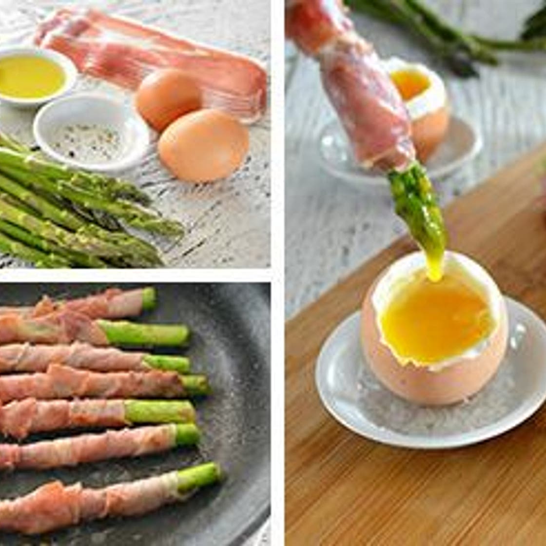 Prosciutto-Wrapped Asparagus Dipped in Soft Boiled Eggs
