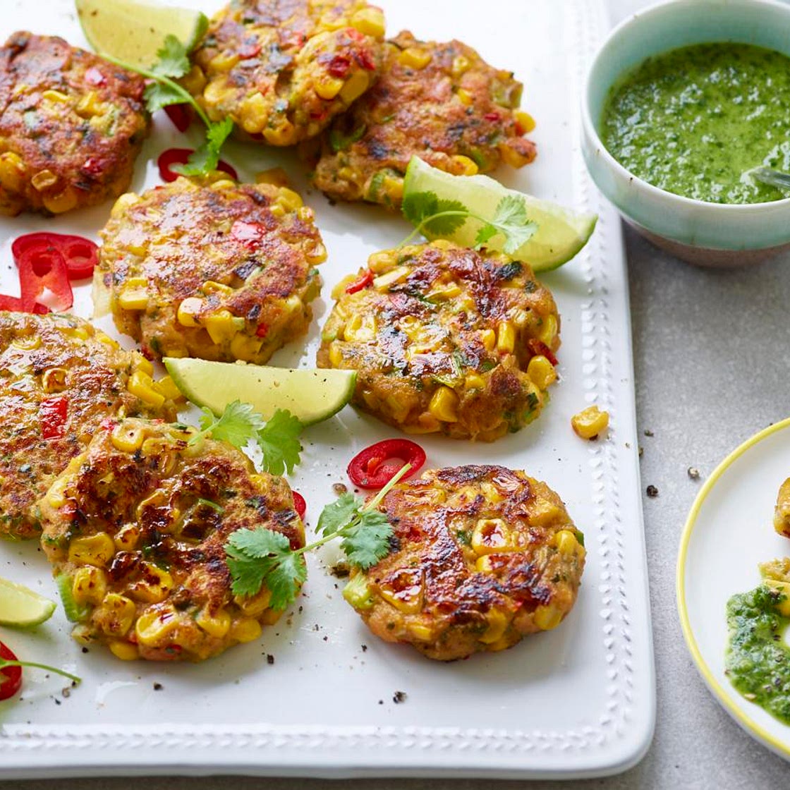 Sweetcorn and sweet potato tikki