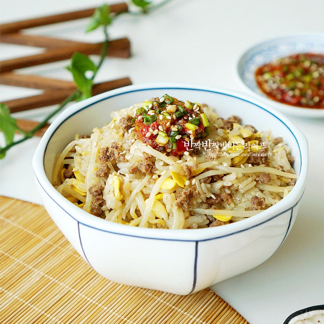 전기밥솥 콩나물밥 만들기 간단 소고기 콩나물밥 양념장