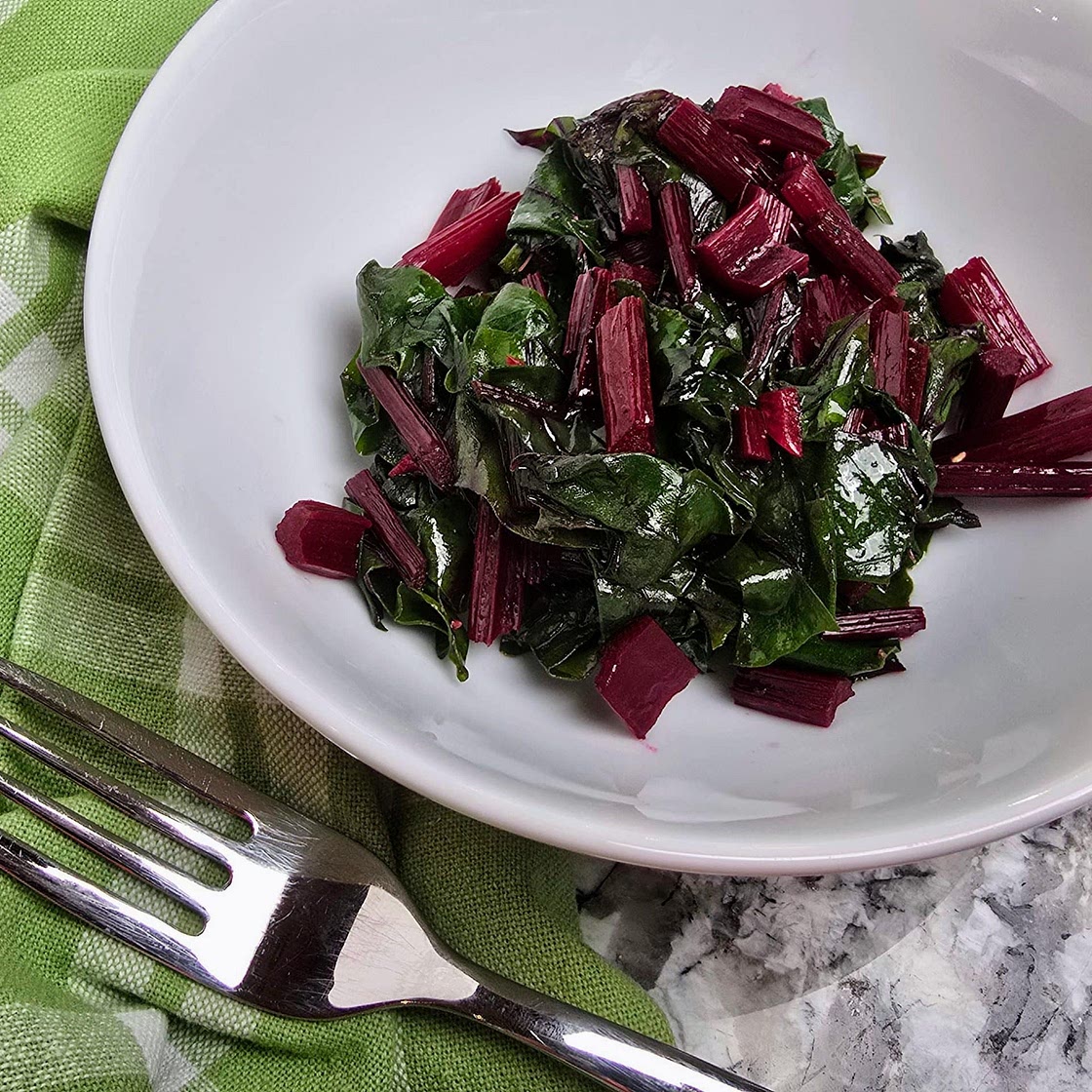 Sauteed Beet Greens with Garlic and Balsamic