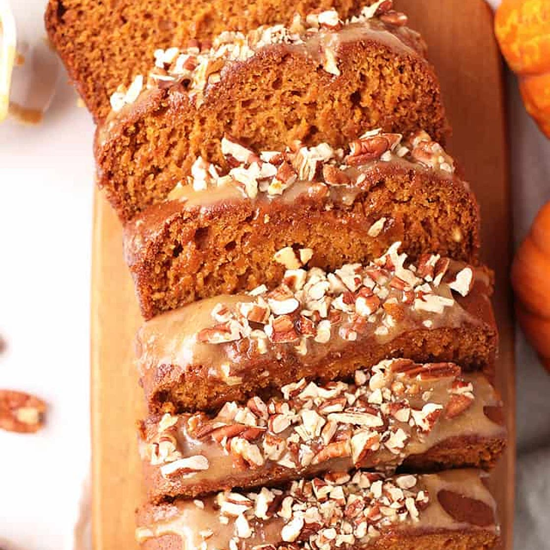 Vegan Pumpkin Bread with Brown Sugar Glaze