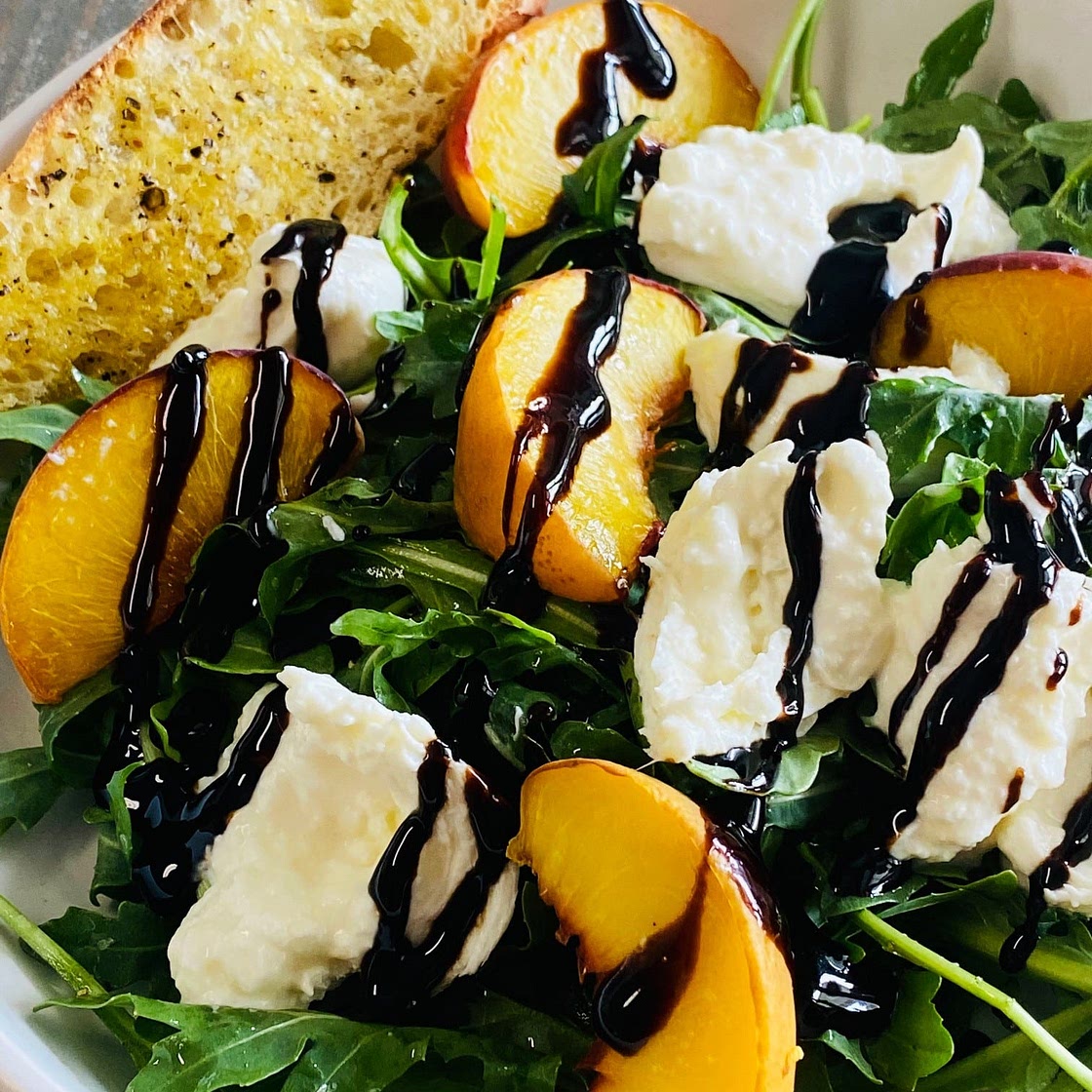 Smoked Peach and Burrata Salad