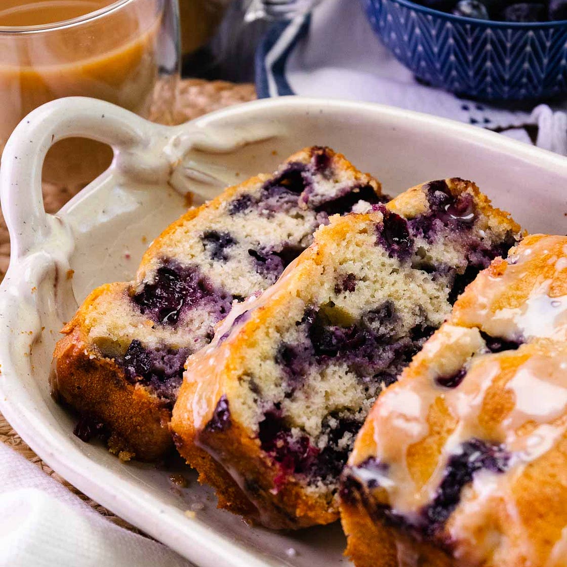 Blueberry Bread With Lemon Glaze