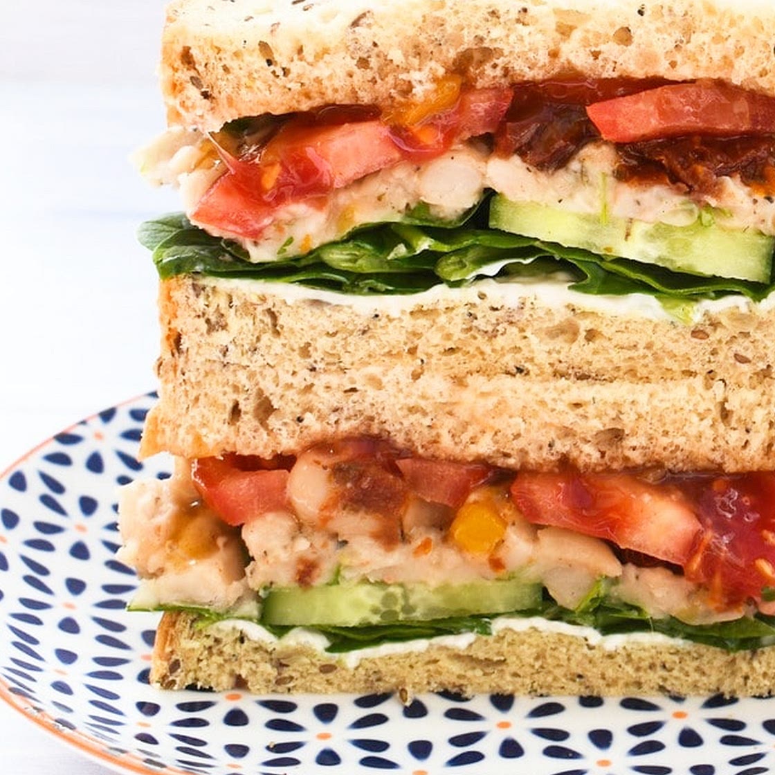 Vegan Italian White Bean & Tomato Sandwich