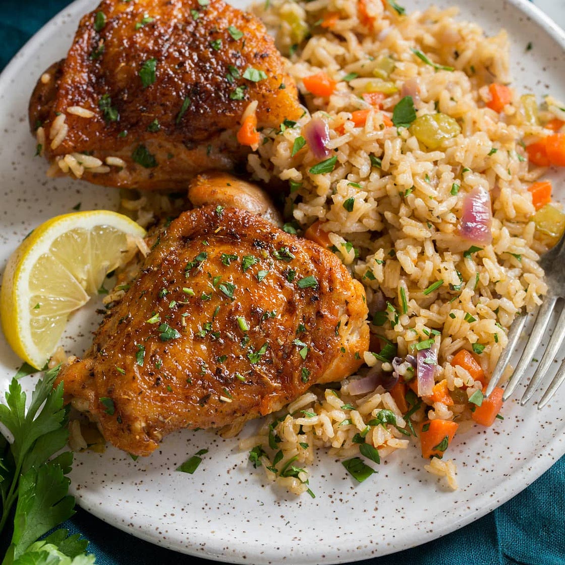 Baked Chicken and Rice (One Pot Recipe)
