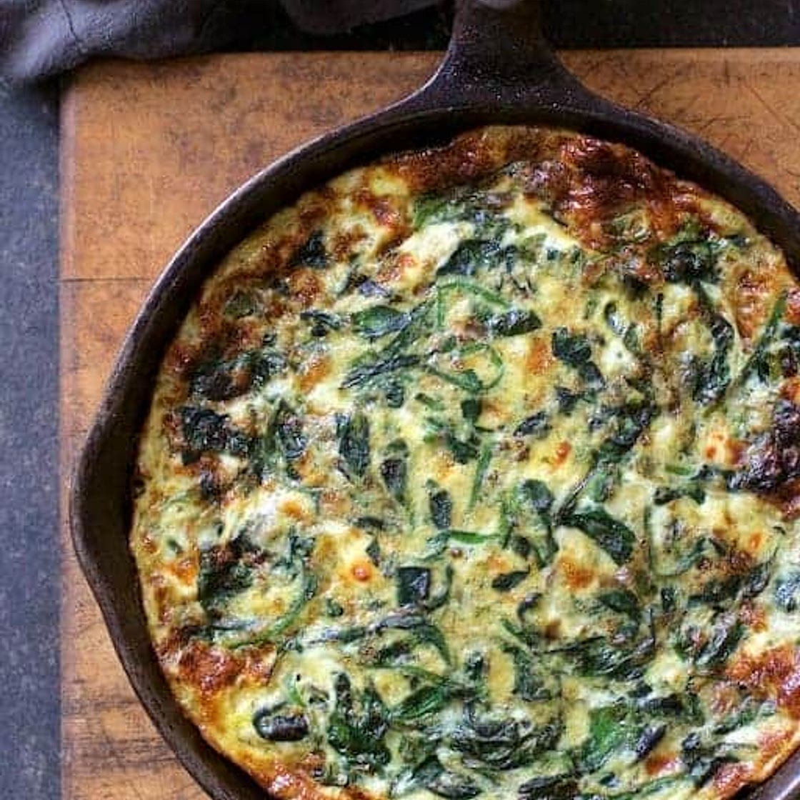 Spinach Leek and Feta Cheese Frittata