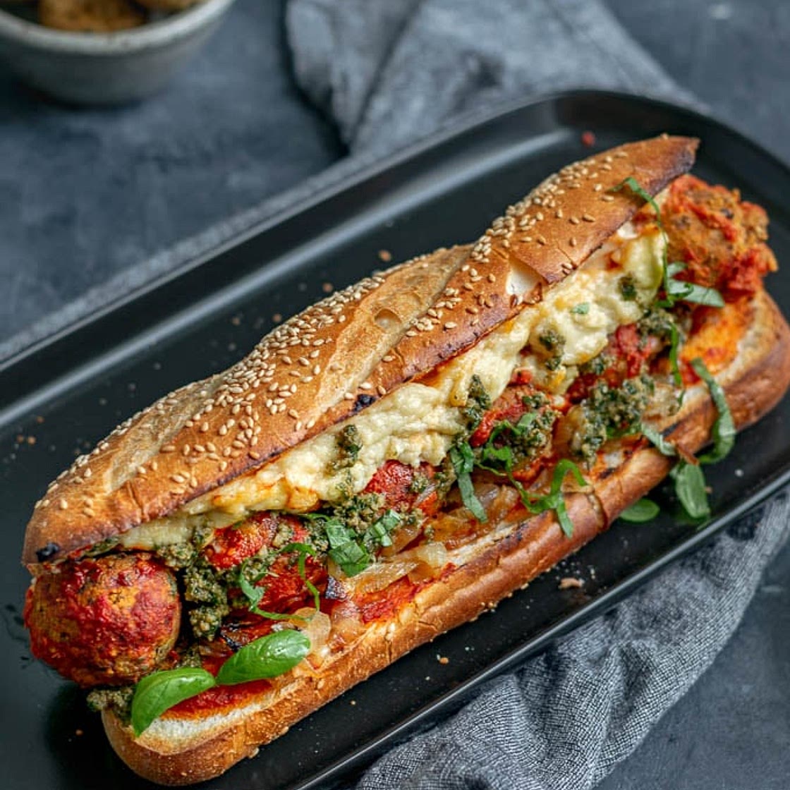Vegan Chickpea Meatball Subs with Homemade Mozzarella