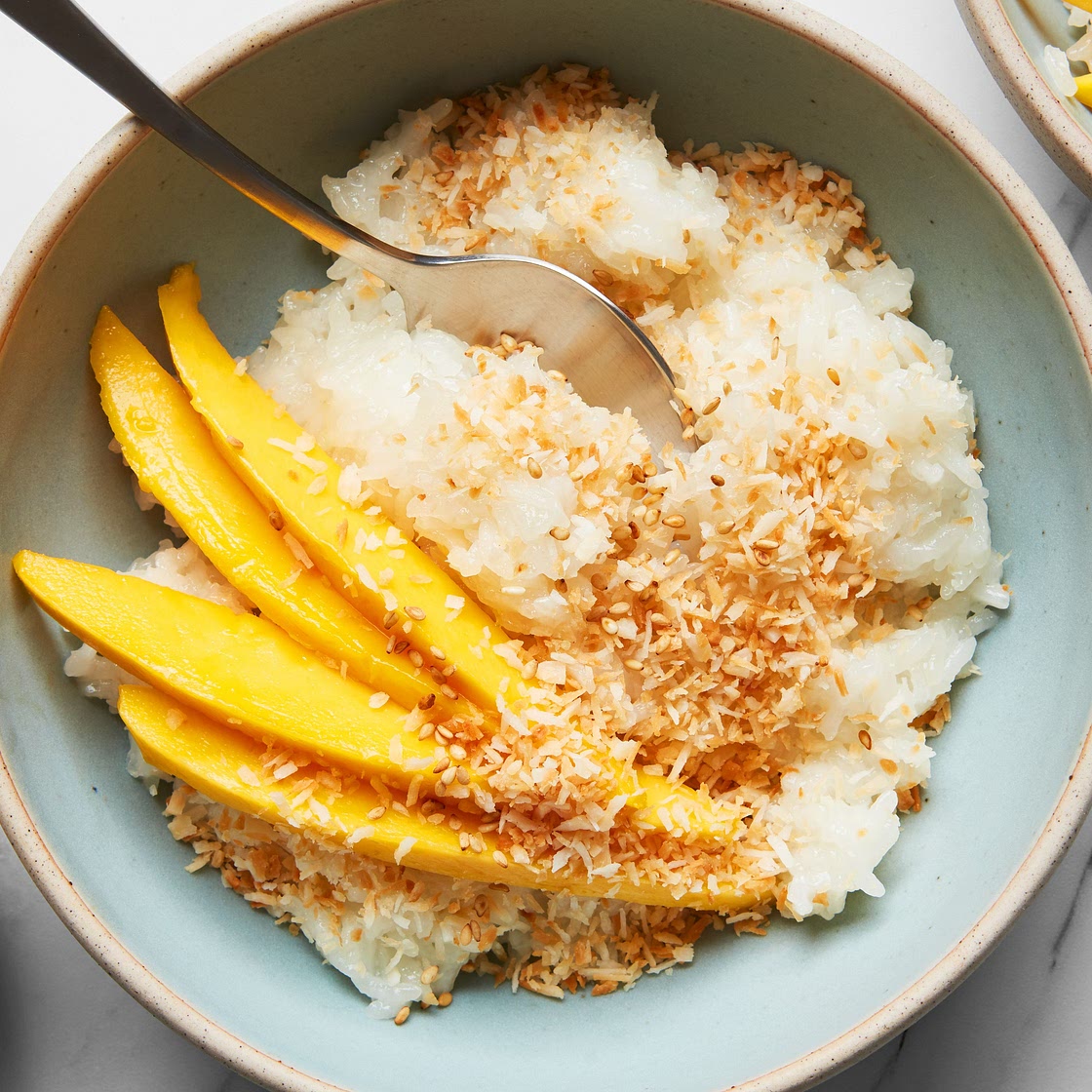 Microwave Coconut Sticky Rice With Mango