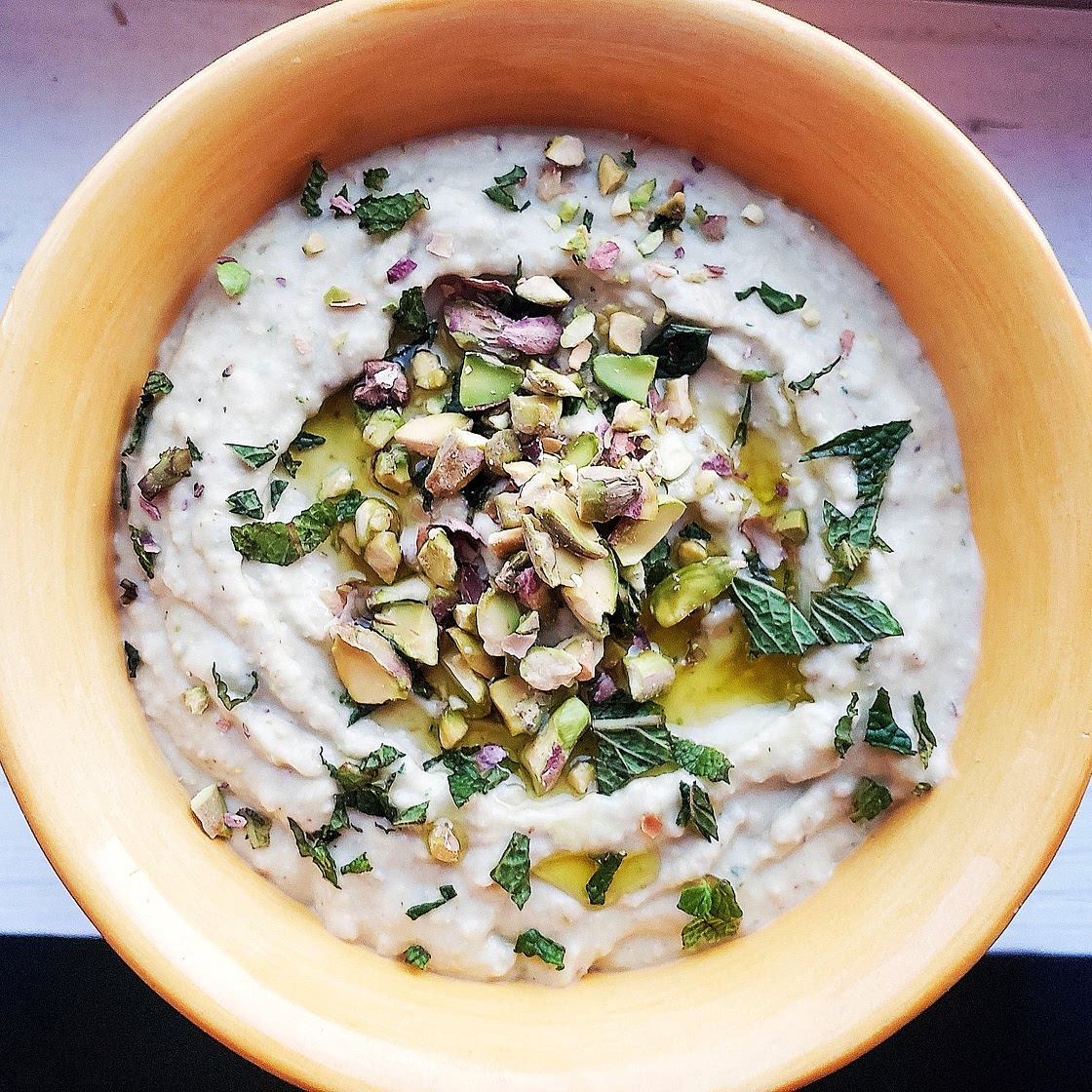 Vegan White Bean Dip with Lemon and Pistachios