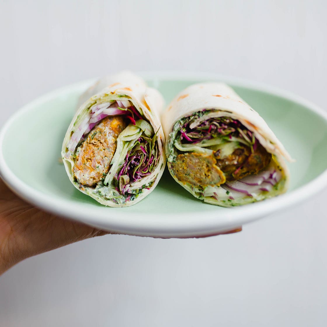 Spiced Lamb Wraps with Ramp Raita