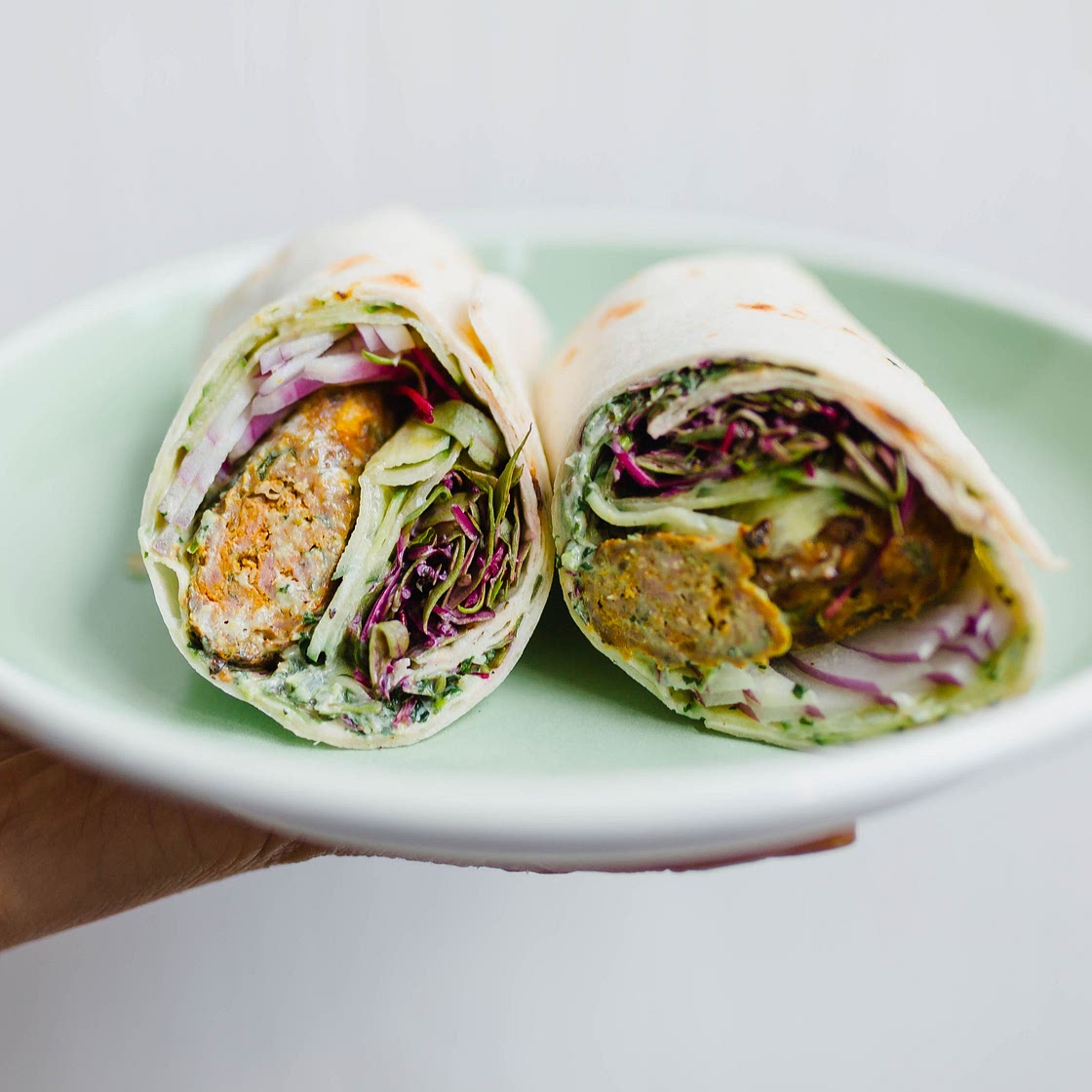 Spiced Lamb Wraps with Ramp Raita