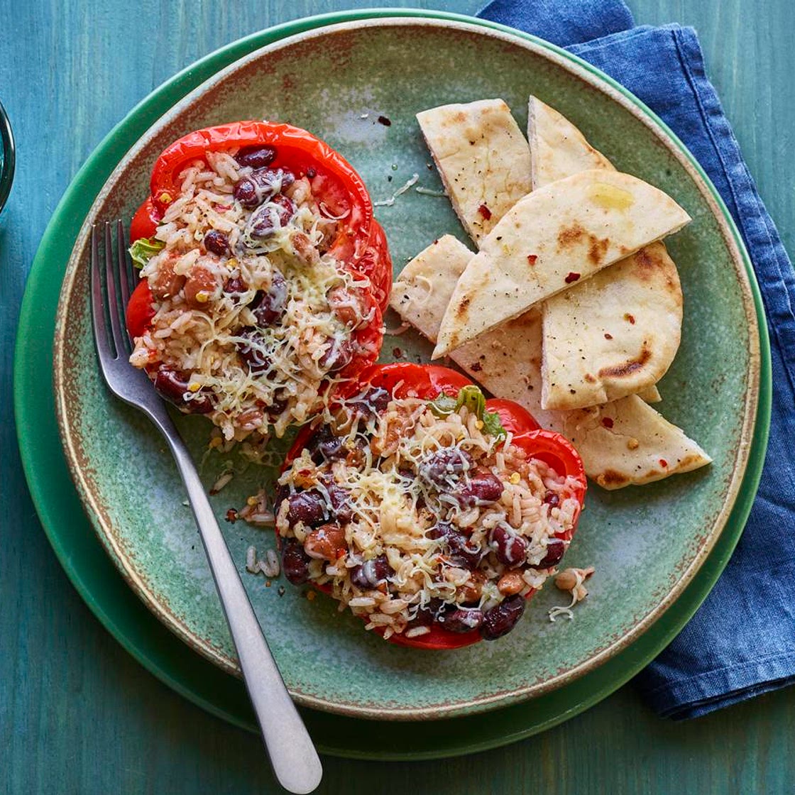 Microwave chilli bean stuffed pepper