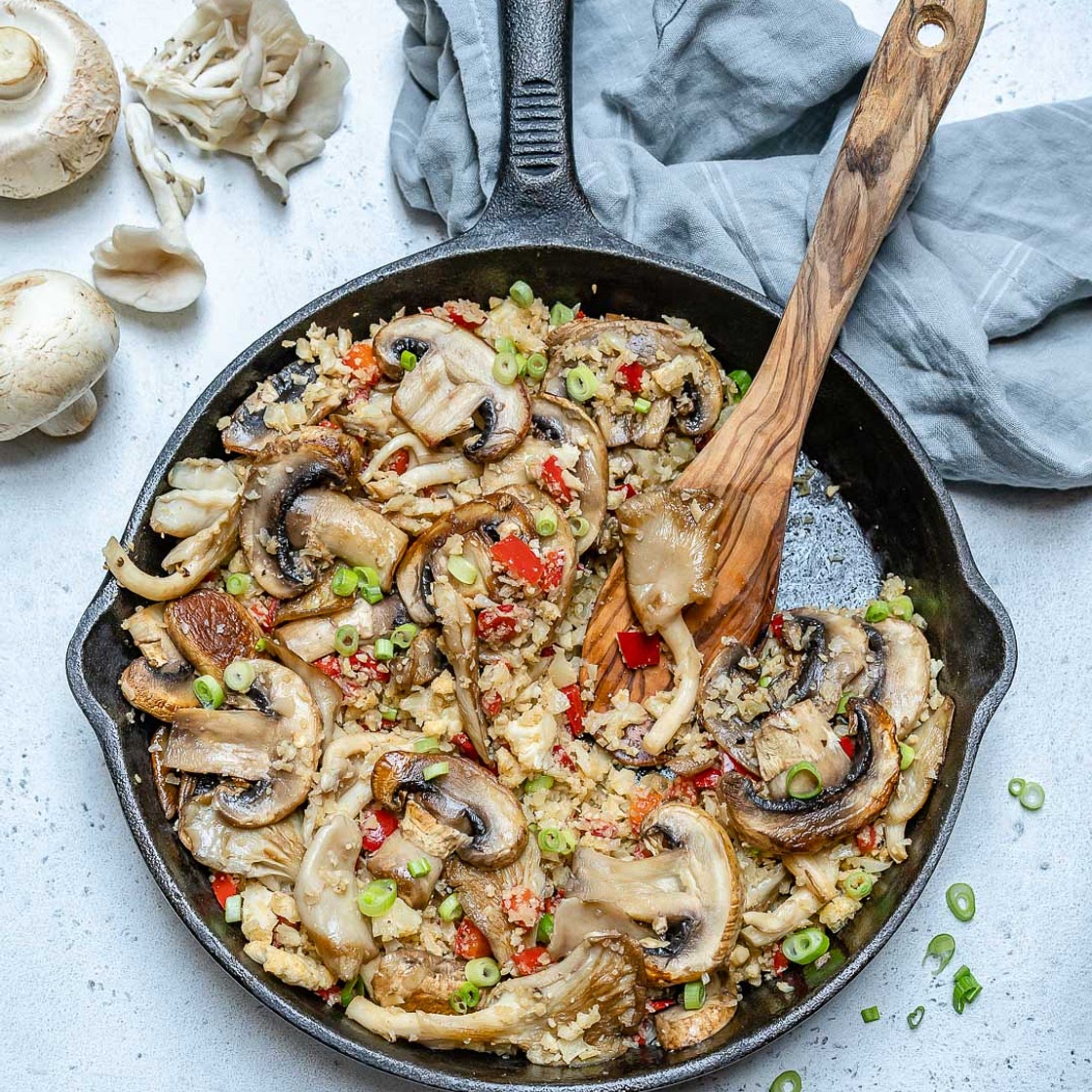 Mushroom Cauliflower Fried ‘Rice’ CleanFoodCrush