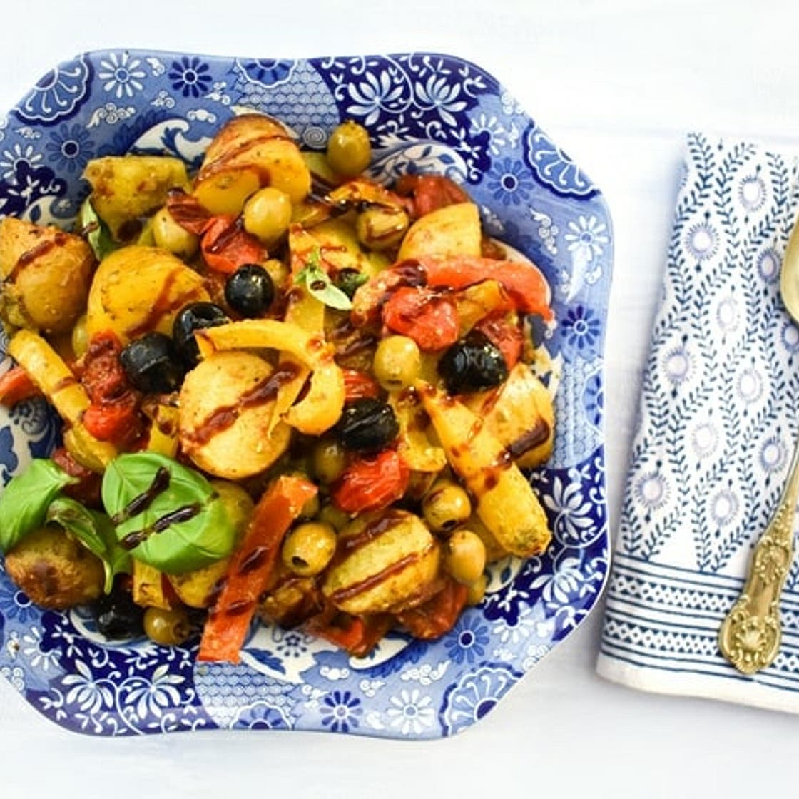 Mediterranean Potato Bake with Peppers & Olives