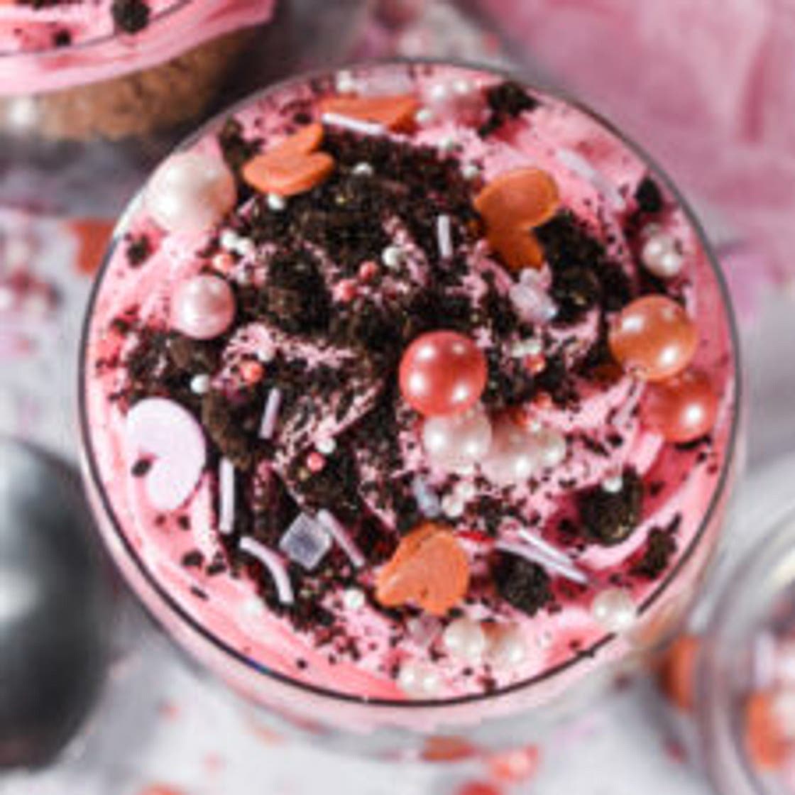 Valentine's Day Parfait with Chocolate and Cherries