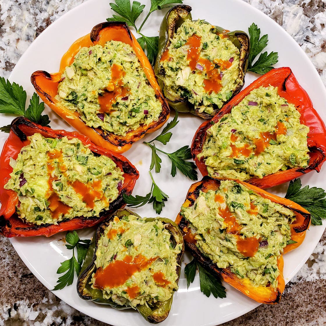 Tuna and avocado stuffed peppers