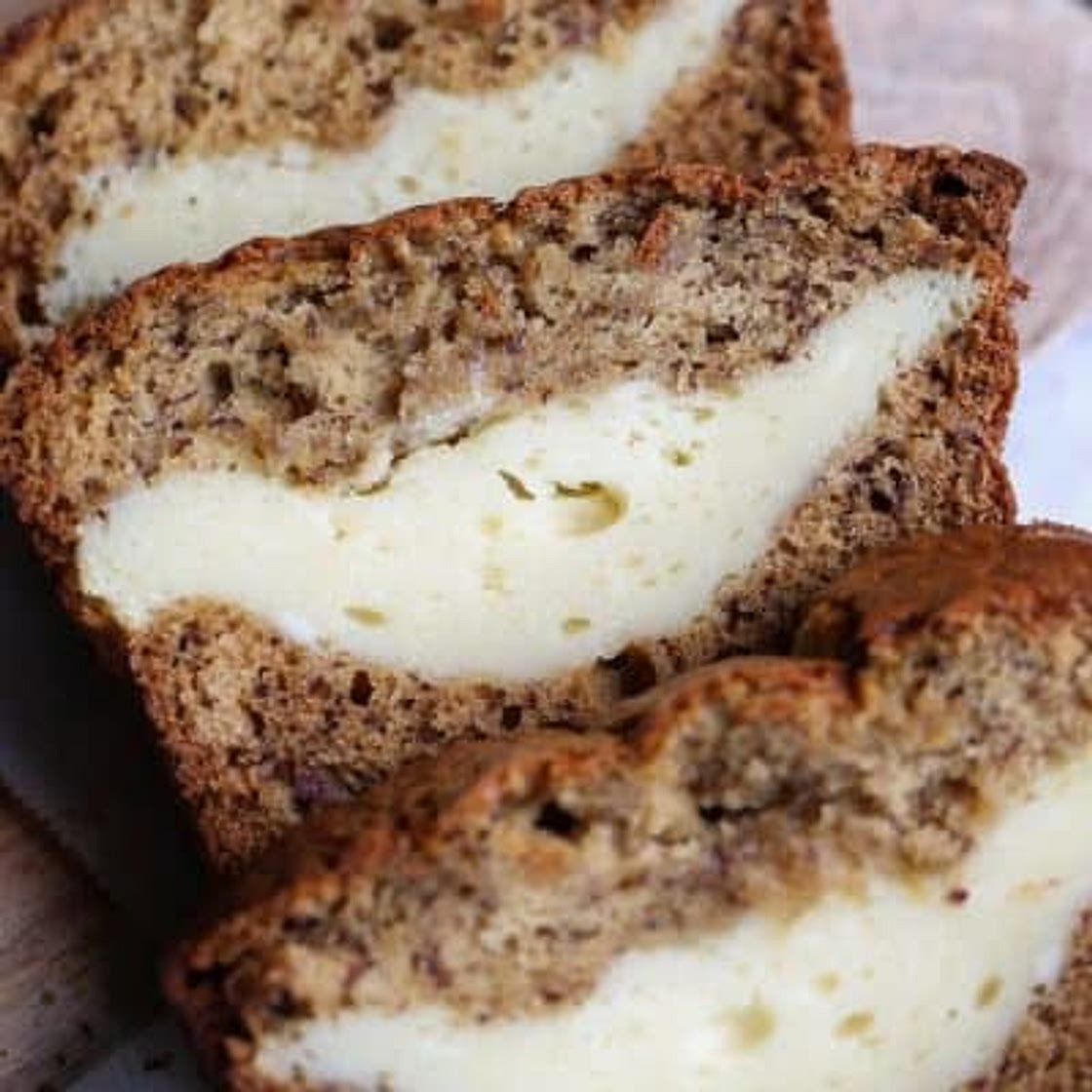 Cheesecake Stuffed Banana Bread