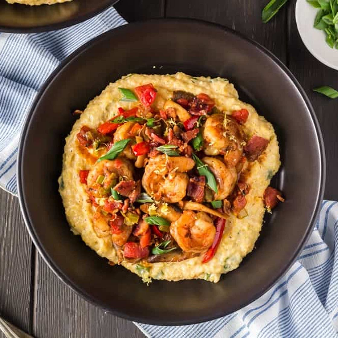 New Orleans BBQ Shrimp and Cheesy Grits