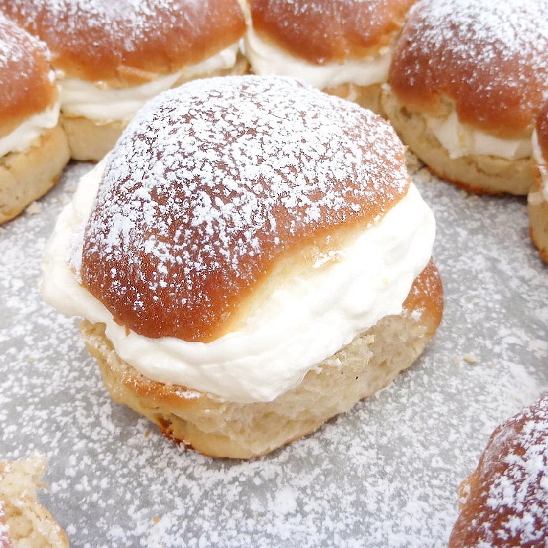 Swedish Semlor (Lent Cream Buns with Cardamom & Almond Paste)