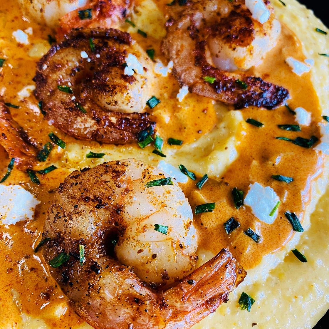 Buffalo Shrimp and Grits
