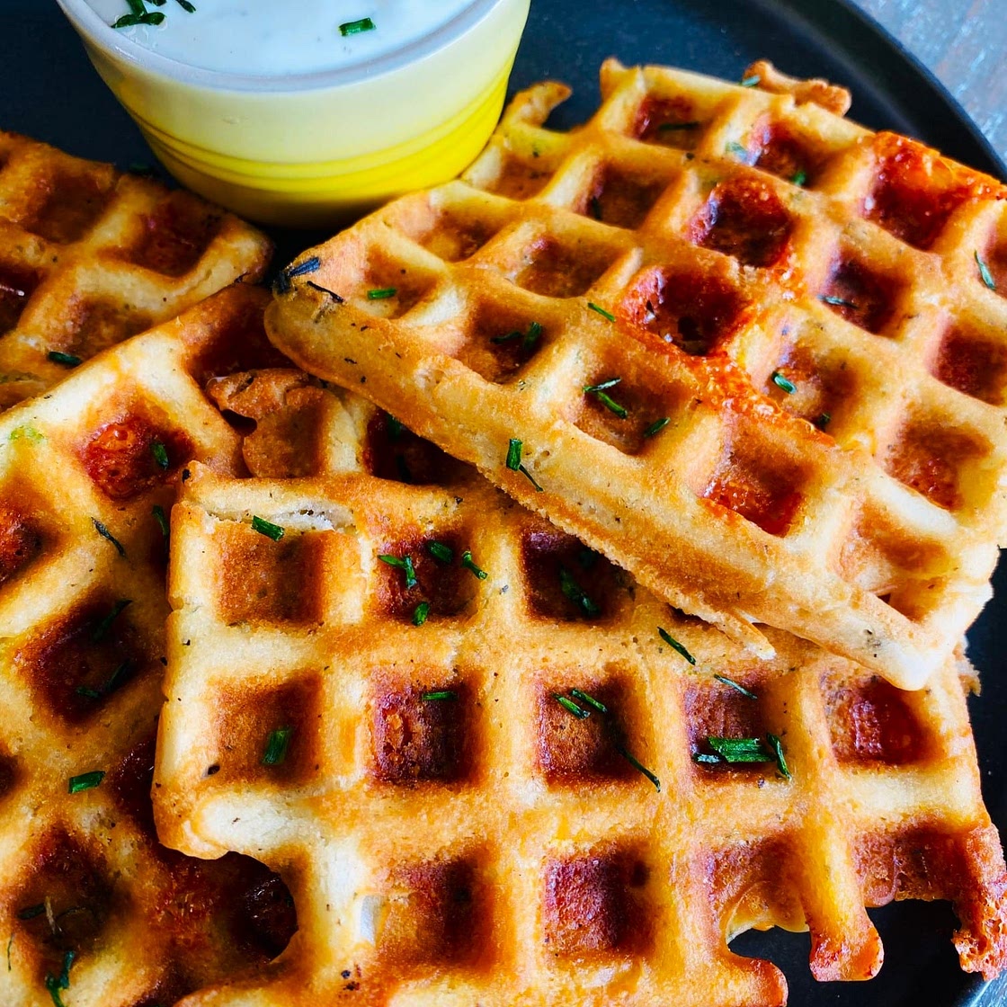 Cheesy Bacon Waffle Dippers