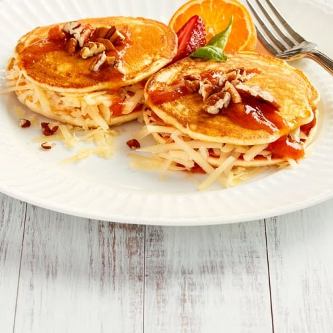 Cheddar and Jam Pancake Sandwich