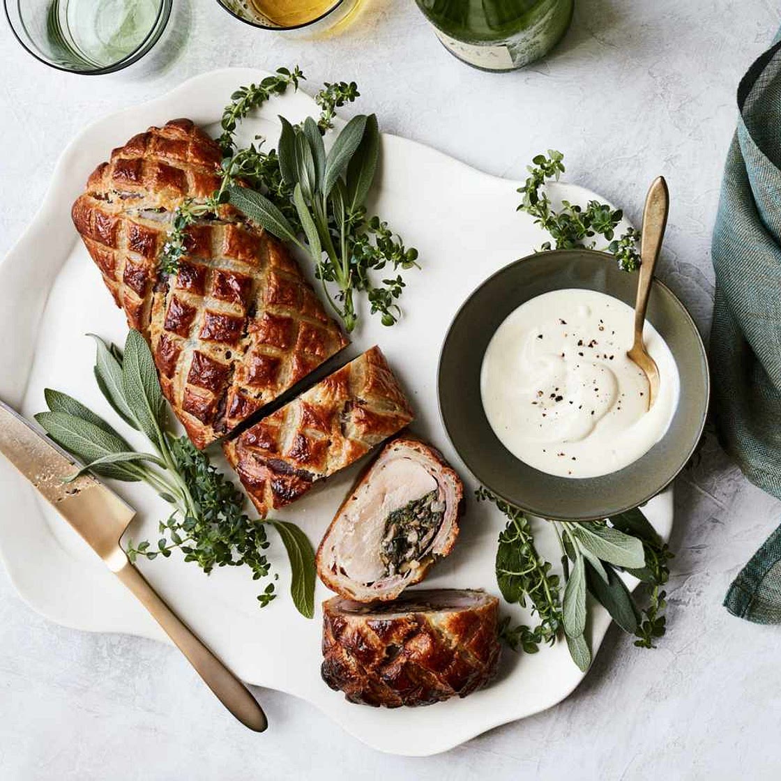 Pork Wellington With Prosciutto and Spinach-Mushroom Stuffing
