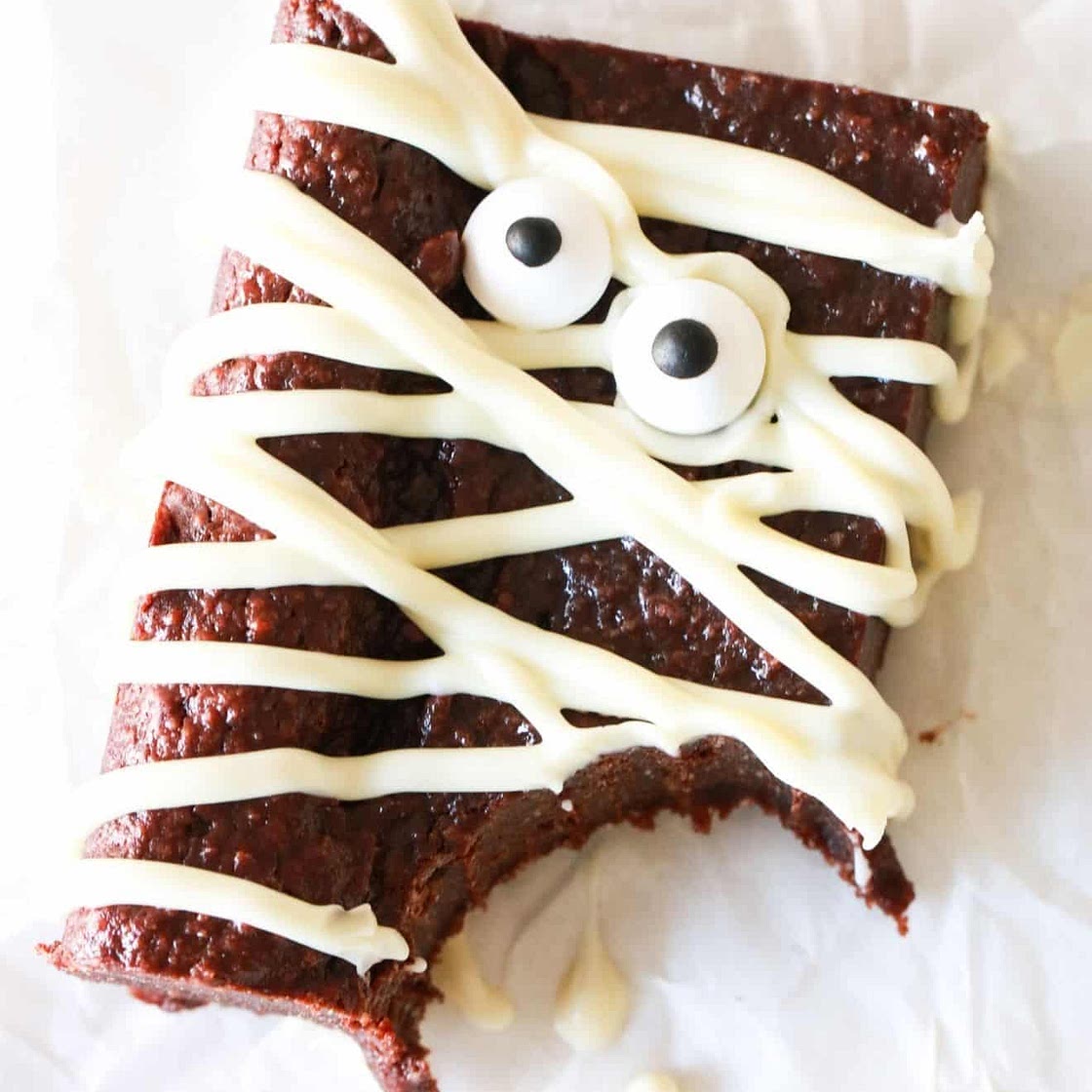 Fudgey Halloween Mummy Brownies (Gluten Free!)