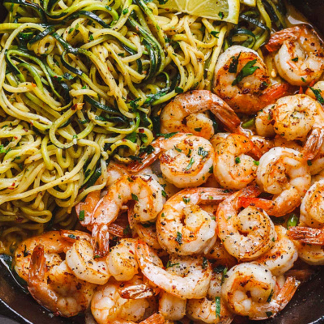 Lemon Garlic Butter Shrimp with Zucchini Noodles (10-Minute )
