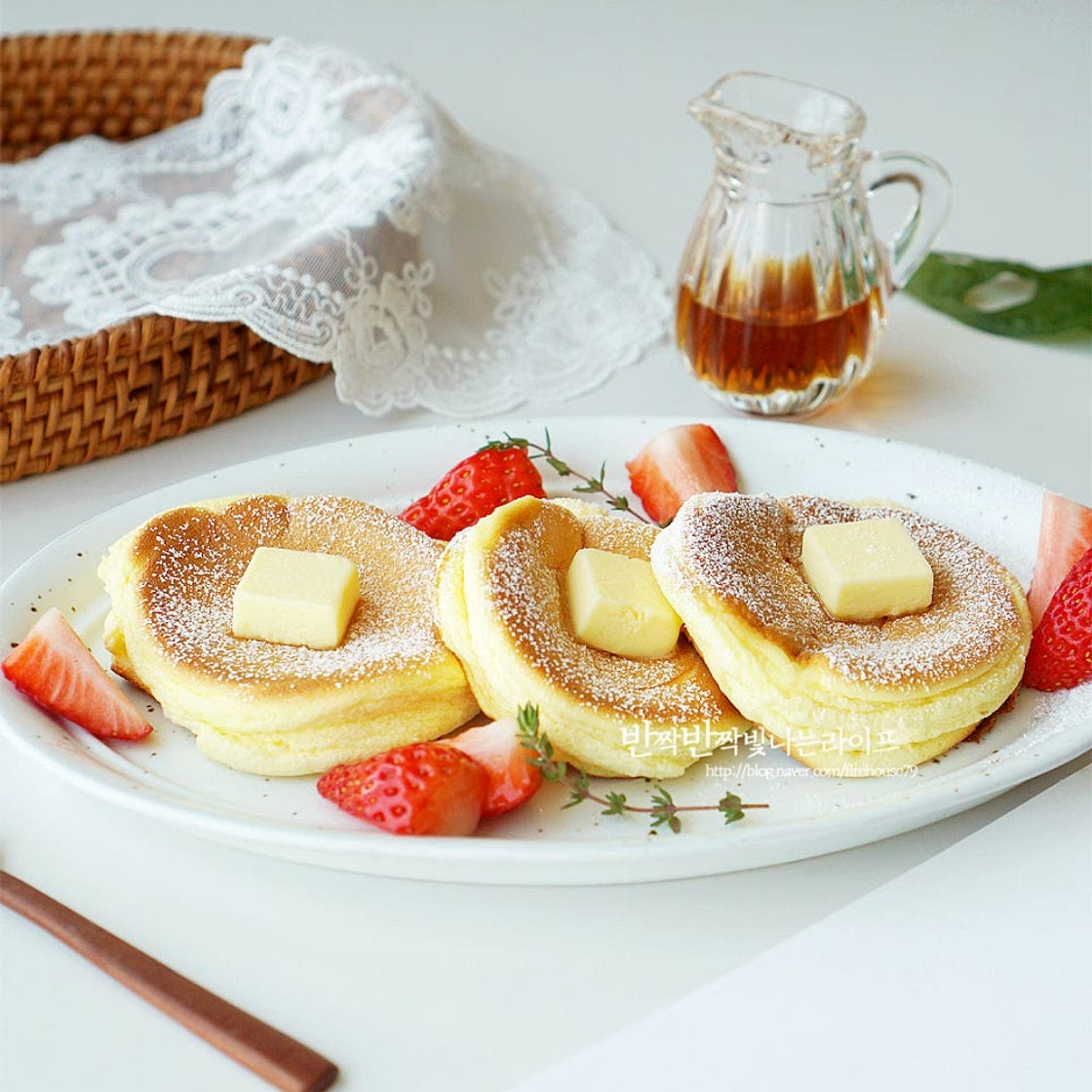 수플레 팬케이크 만들기 노버터 베이킹