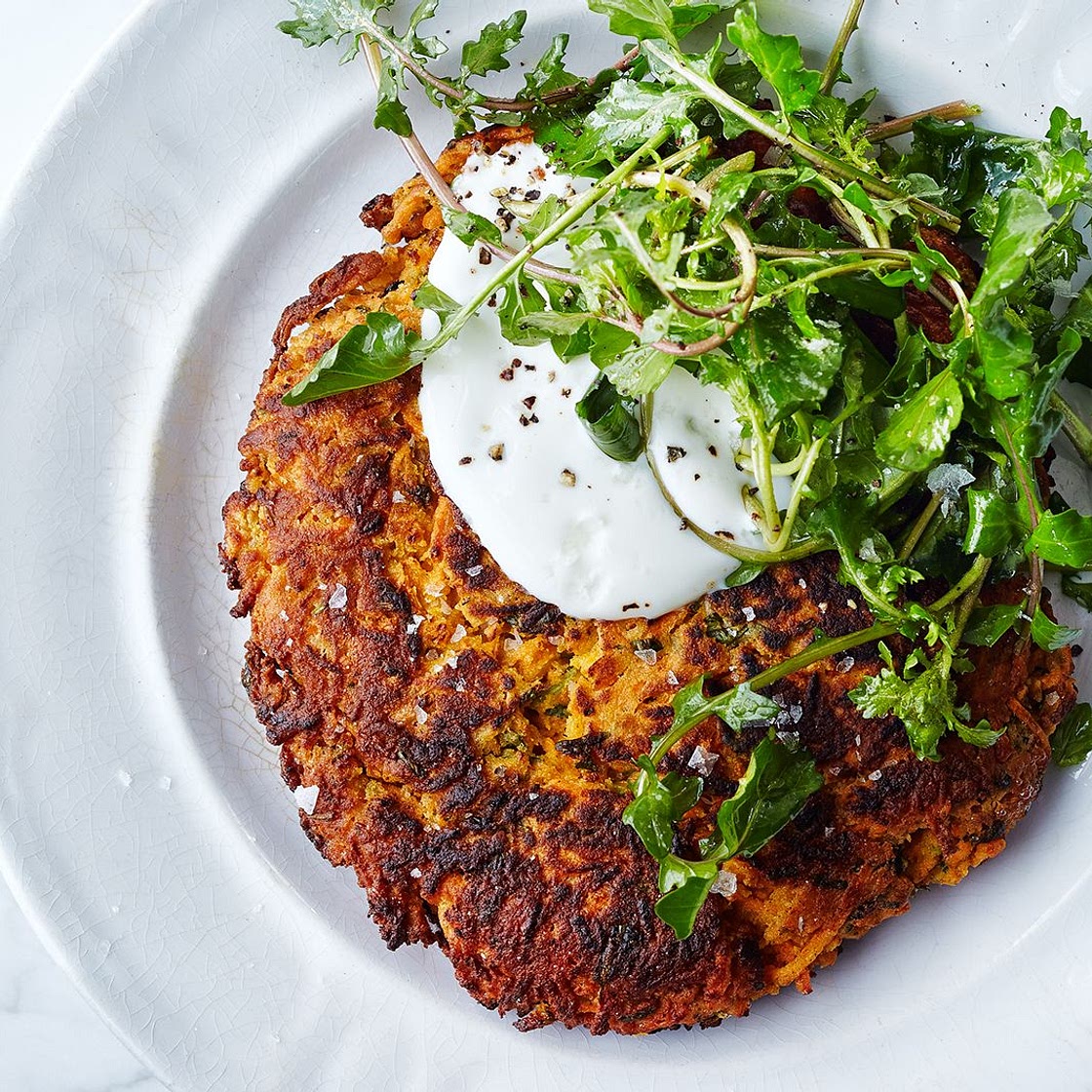 Carrot Pancakes With Salted Yogurt