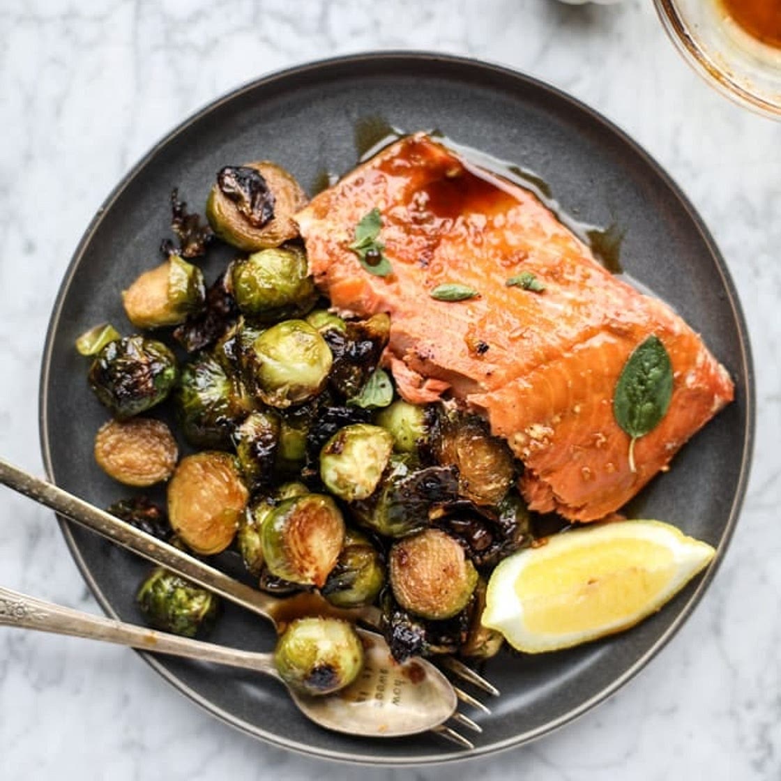 Honey Garlic Salmon with Brussels