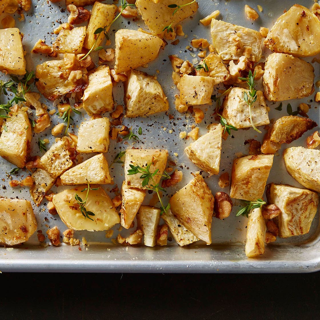Roasted Celery Root with Walnuts and Thyme