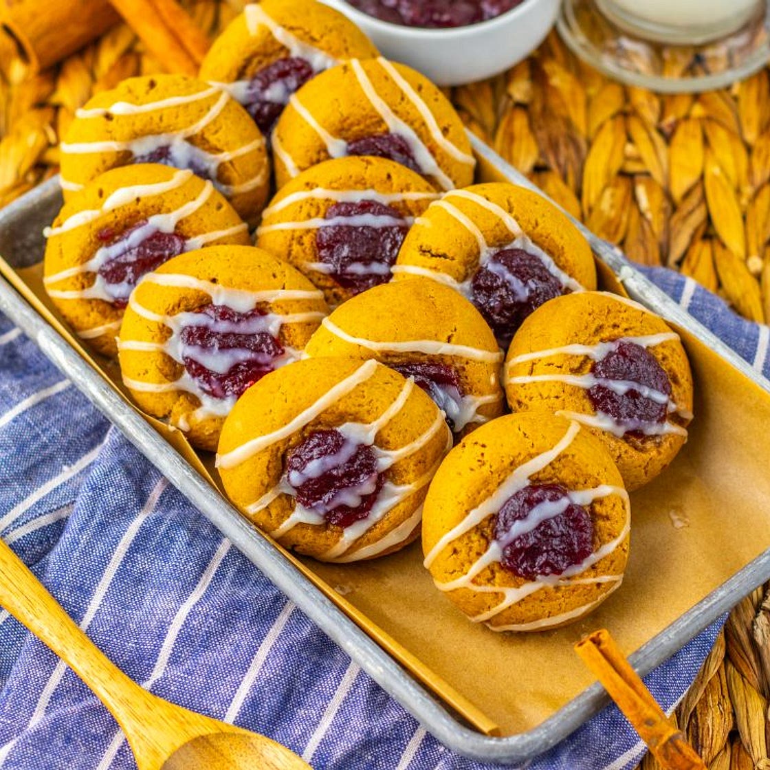 Gingerbread Thumbprint Cookies with Cranberry Sauce