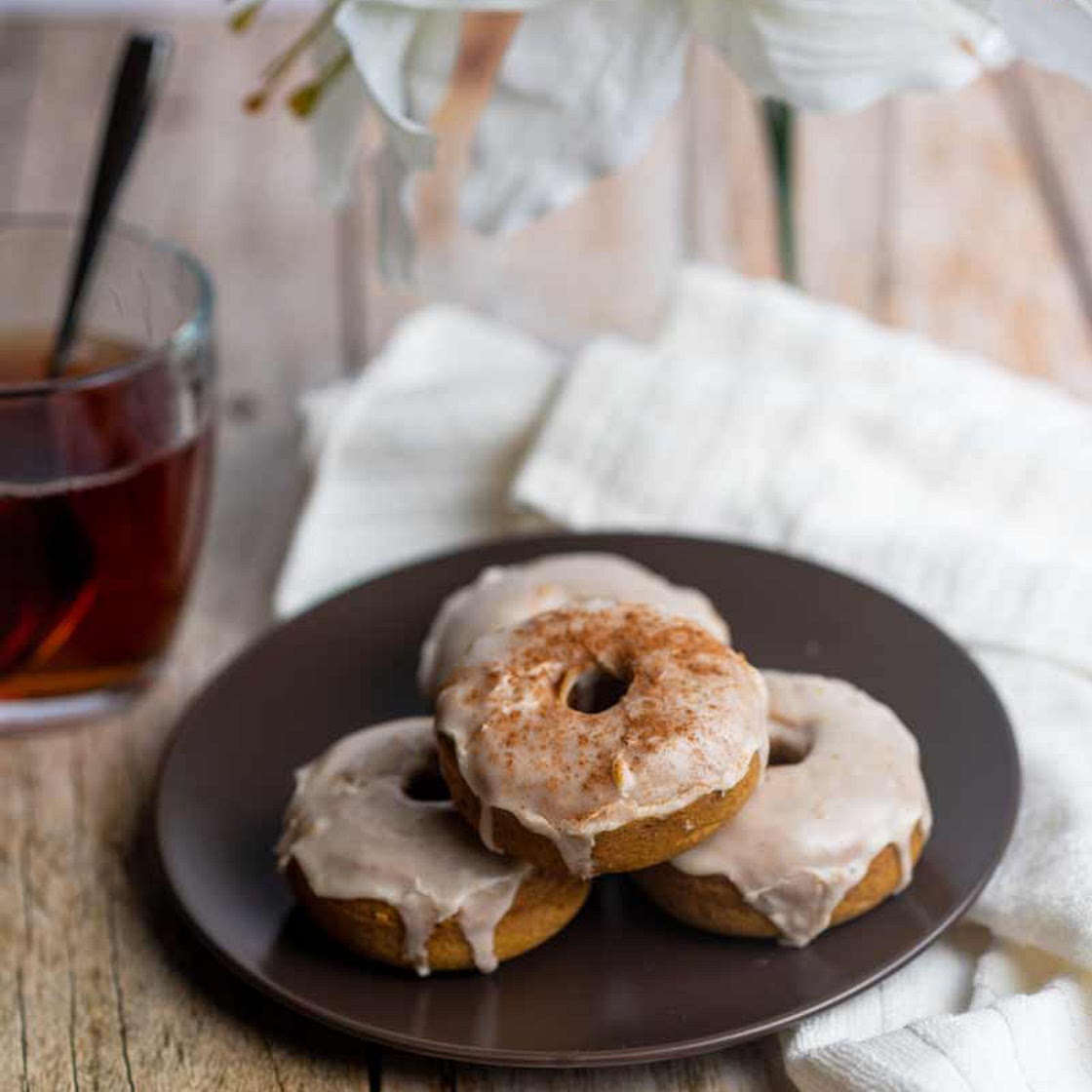 Easy Maple Glazed Pumpkin Vegan Donuts