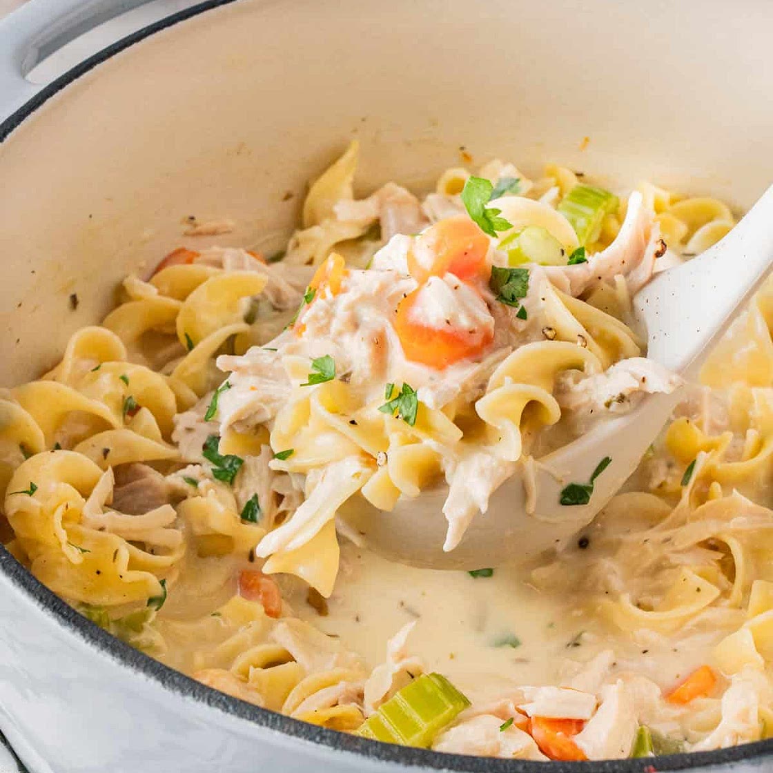Creamy Chicken Noodle Soup With Rotisserie Chicken