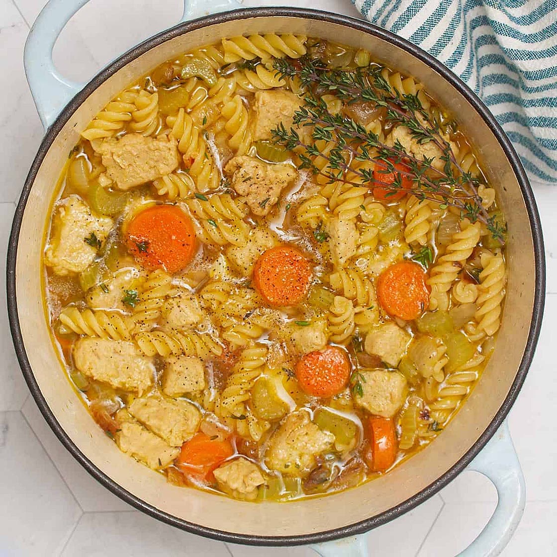Vegan chicken noodle soup