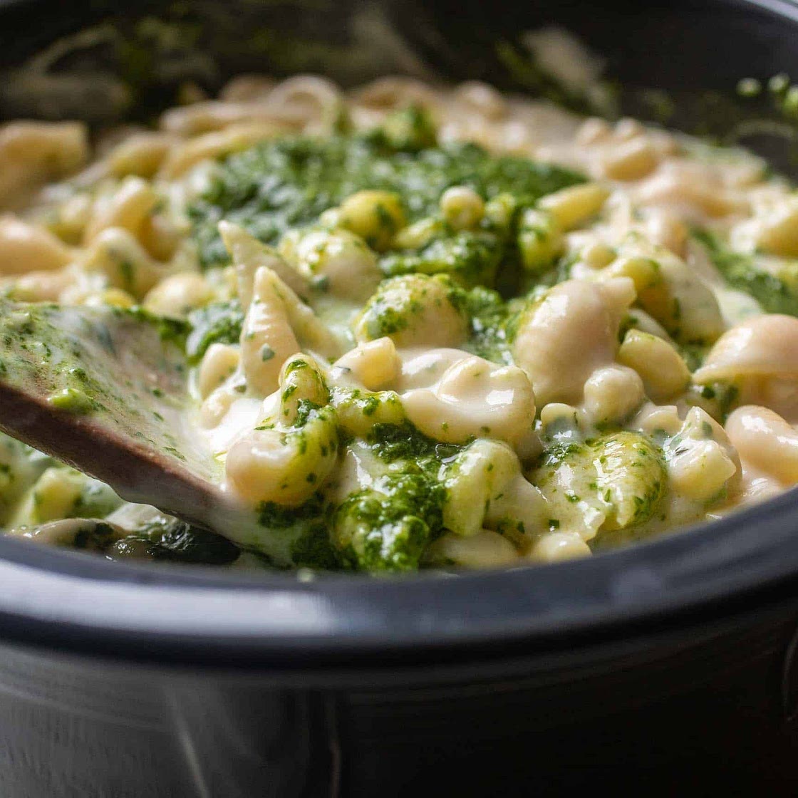Havarti Mac and Cheese with Spinach Pesto