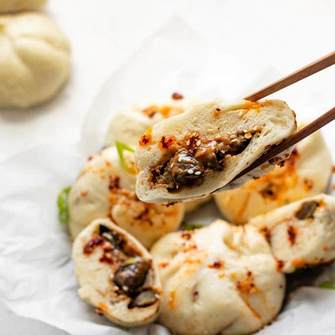 Hoisin Eggplant Bao (Chinese Steamed Buns)