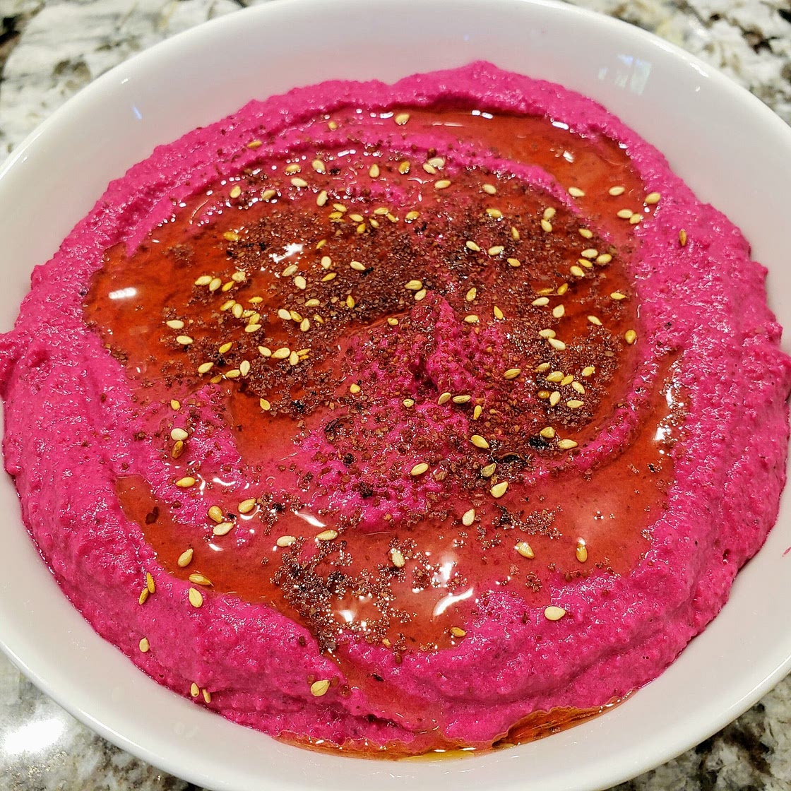 Lemony beet hummus