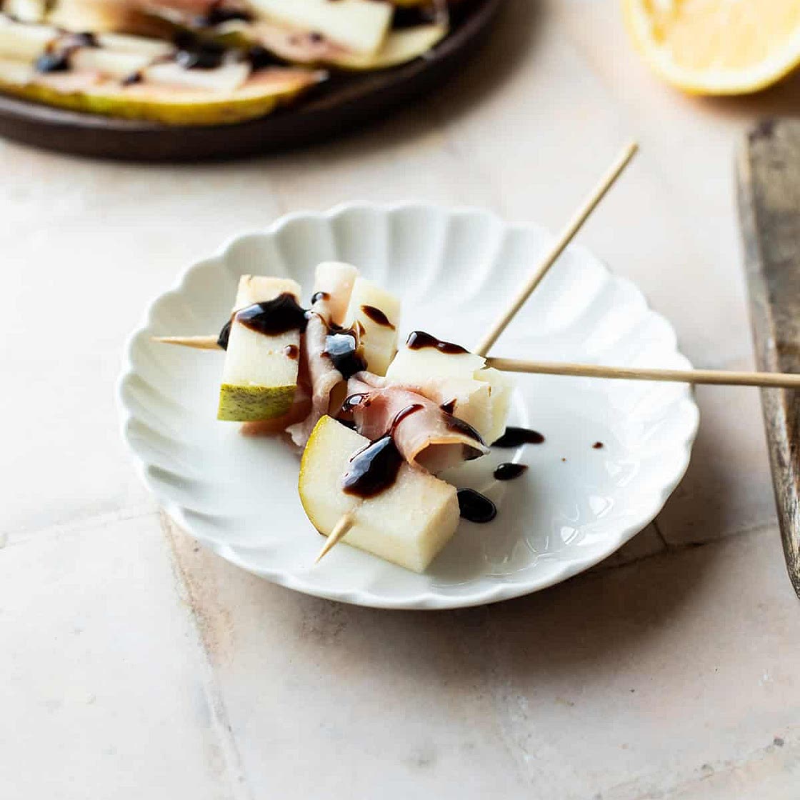 Prosciutto Pear and Manchego Appetizer