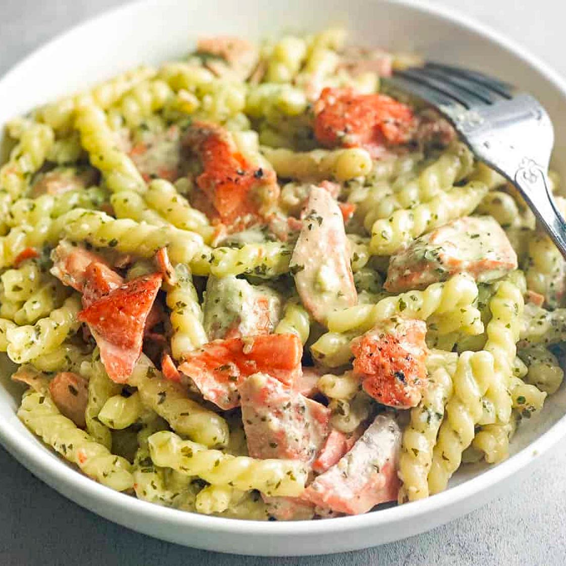 Creamy Pesto Salmon Pasta