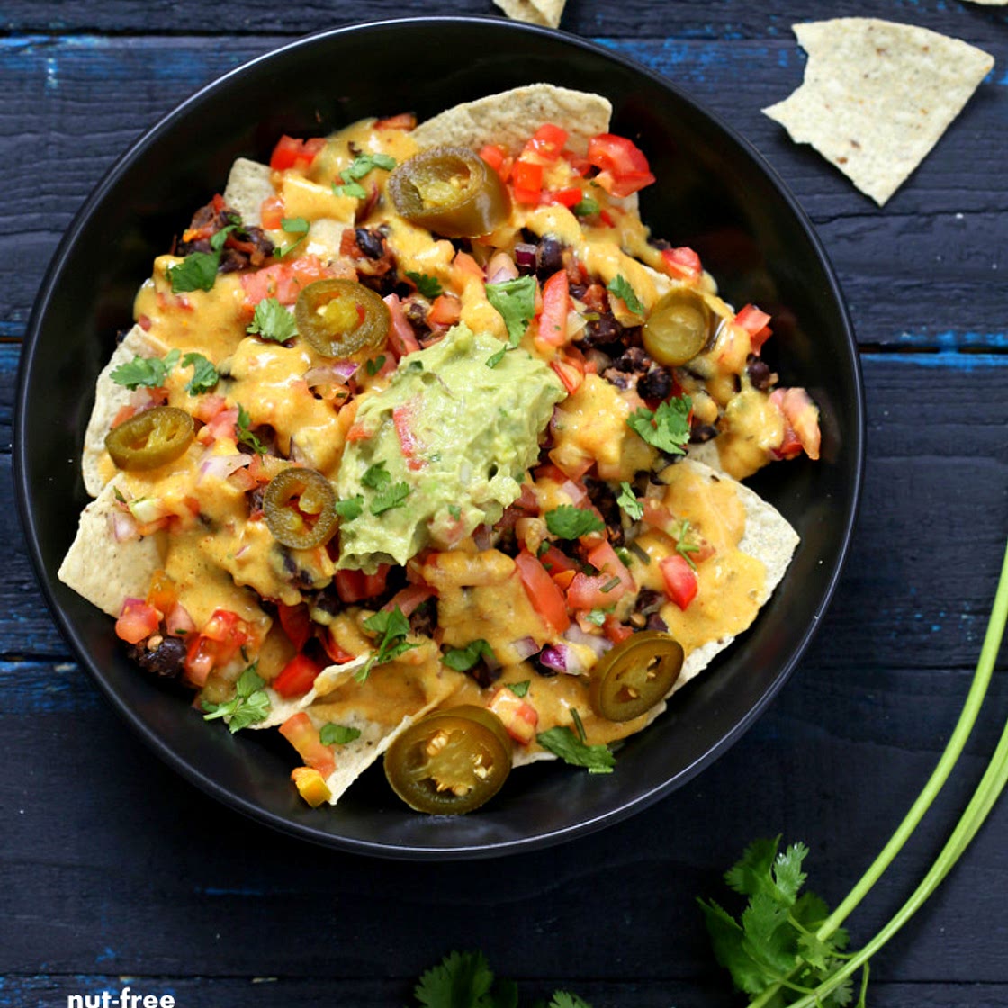 Vegan Nachos with Nut-free Nacho Cheese