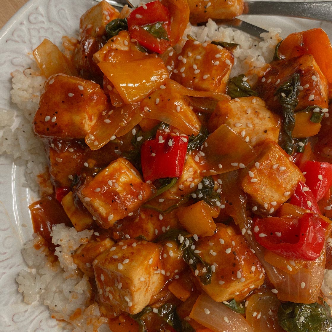 Gluten Free + Vegan Sweet Chili Tofu