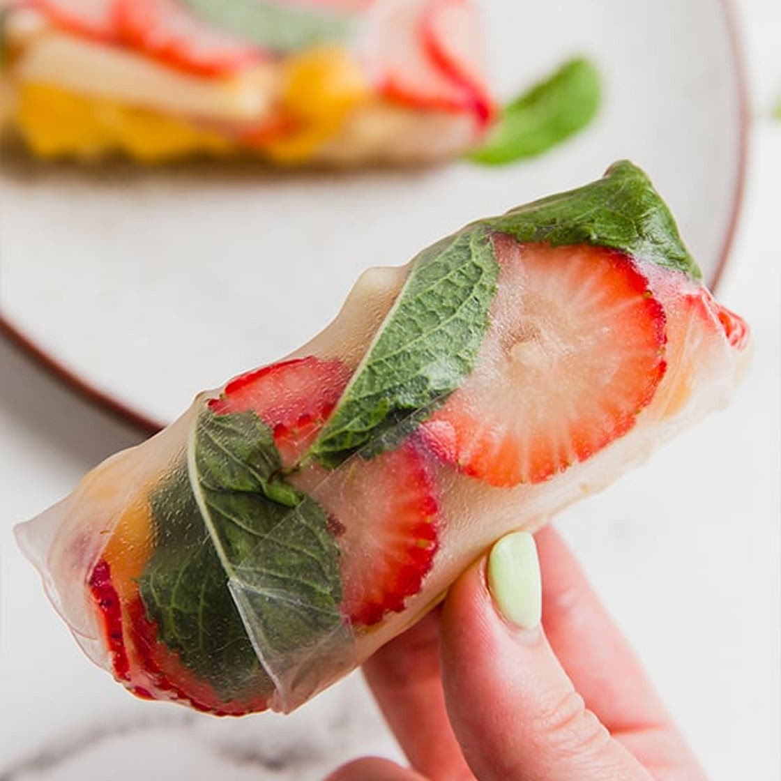 Summer Fruit Rice Paper Rolls with Yogurt Sauce