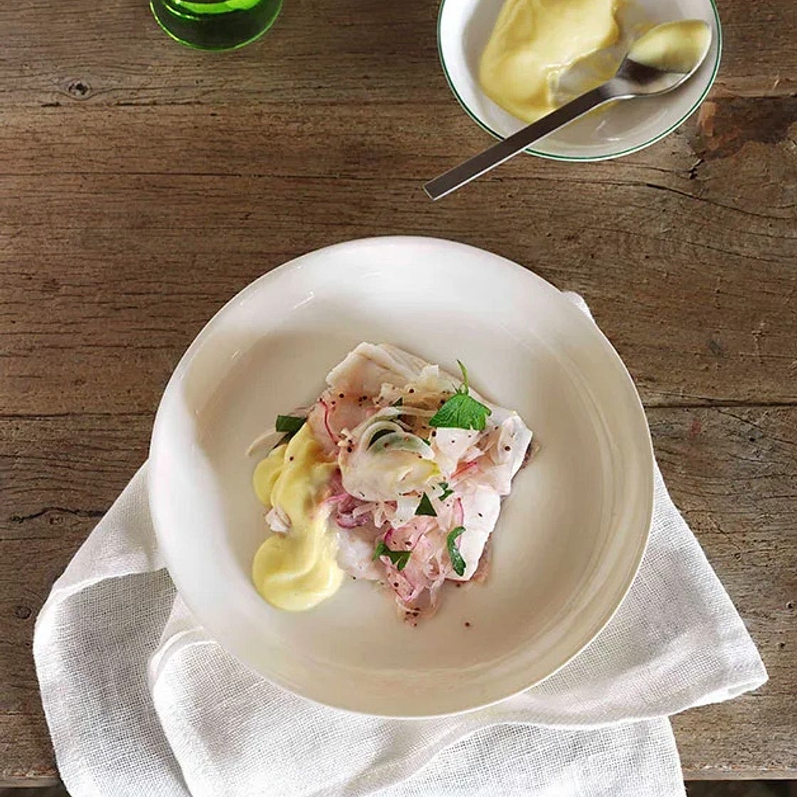 Steamed coral trout with pickled fennel